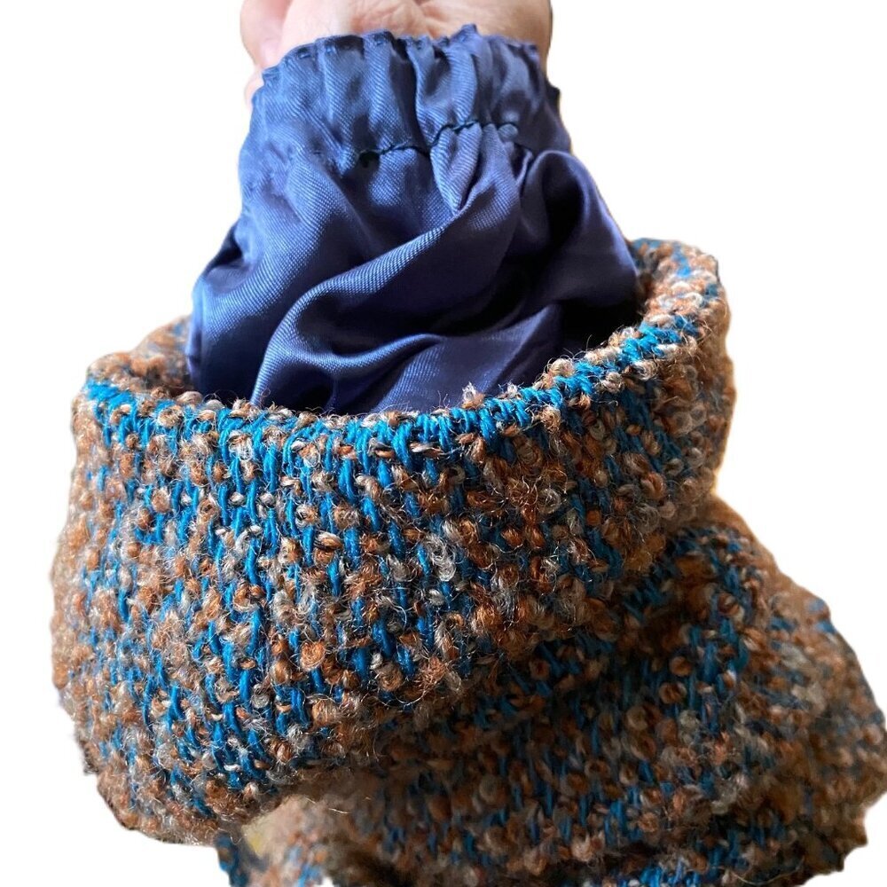 Lovely vintage 50-60s union label bouclé swing coat in turquoise tan with scarf - Picture 10 of 16